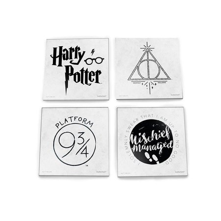 TREND SETTERS Harry Potter Symbols StarFire Prints Glass Coaster Set SPCSTR1017